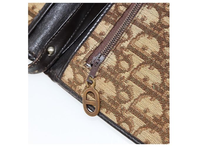 Borsa a Spalla in Tela Trotter Christian Dior Beige Oro Auth 155229 D'oro - vista 22