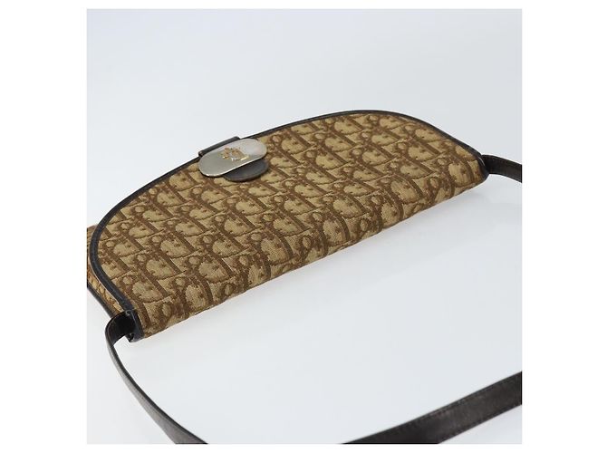 Borsa a Spalla in Tela Trotter Christian Dior Beige Oro Auth 155229 D'oro - vista 6