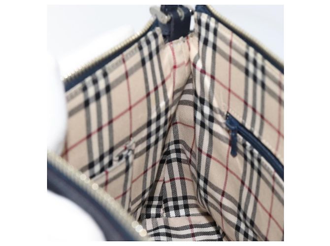 BURBERRY Borsa a Spalla in Pelle Blu Navy Argento Autentica am9843 - vista 18