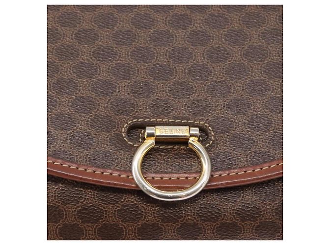 Céline CELINE Macadam Canvas Schultertasche aus PVC-Leder Braun Gold Auth ka570 Golden - vista 14