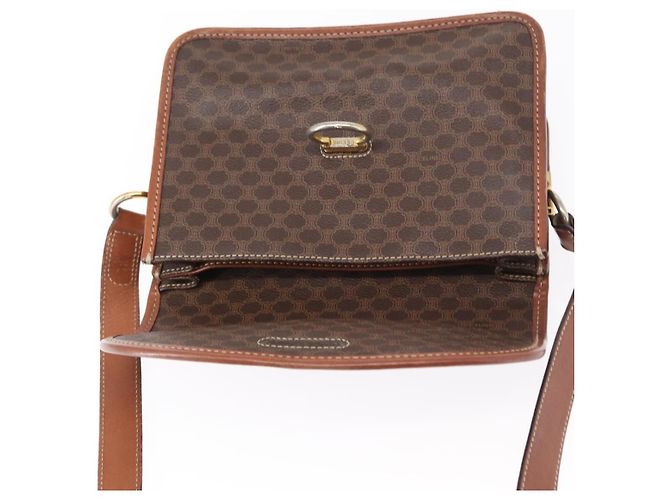 Céline CELINE Macadam Canvas Schultertasche aus PVC-Leder Braun Gold Auth ka570 Golden - vista 15