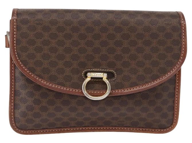 Céline CELINE Macadam Canvas Schultertasche aus PVC-Leder Braun Gold Auth ka570 Golden - vista 2