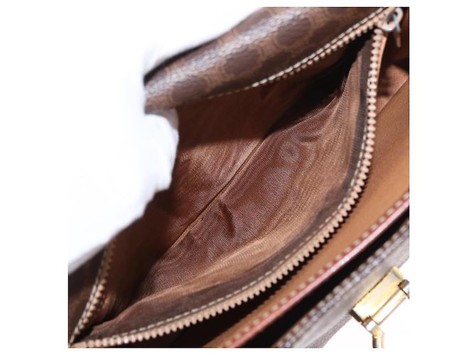 Céline CELINE Macadam Canvas Schultertasche aus PVC-Leder Braun Gold Auth ka570 Golden - vista 24