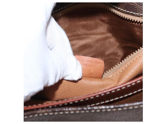Céline CELINE Macadam Canvas Schultertasche aus PVC-Leder Braun Gold Auth ka570 Golden - vista 25