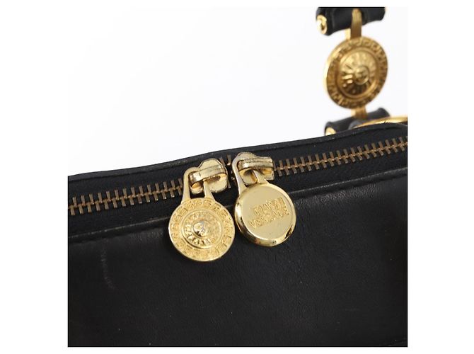 Borsa a mano in pelle VERSACE Gialla Nera Auth yk19622 Nero Giallo - vista 10