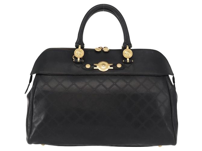 Borsa a mano in pelle VERSACE Gialla Nera Auth yk19622 Nero Giallo - vista 13