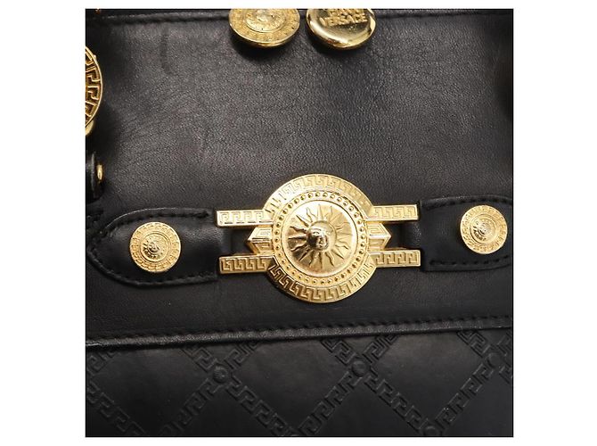 Borsa a mano in pelle VERSACE Gialla Nera Auth yk19622 Nero Giallo - vista 17