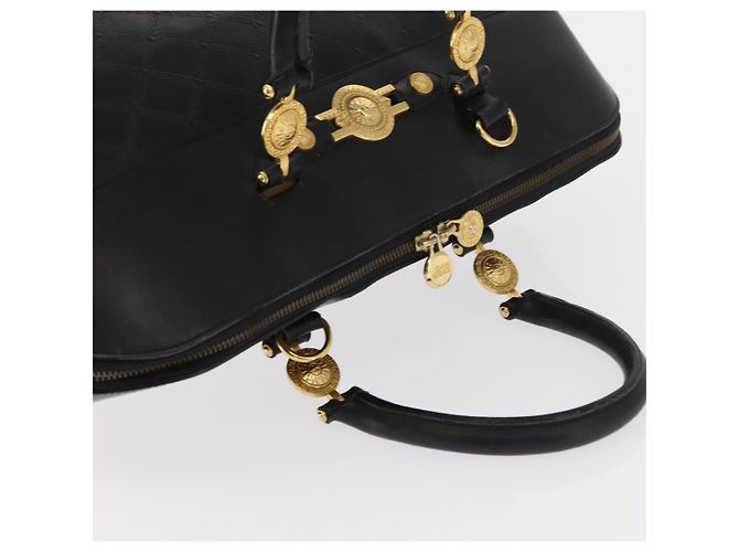 Borsa a mano in pelle VERSACE Gialla Nera Auth yk19622 Nero Giallo - vista 6