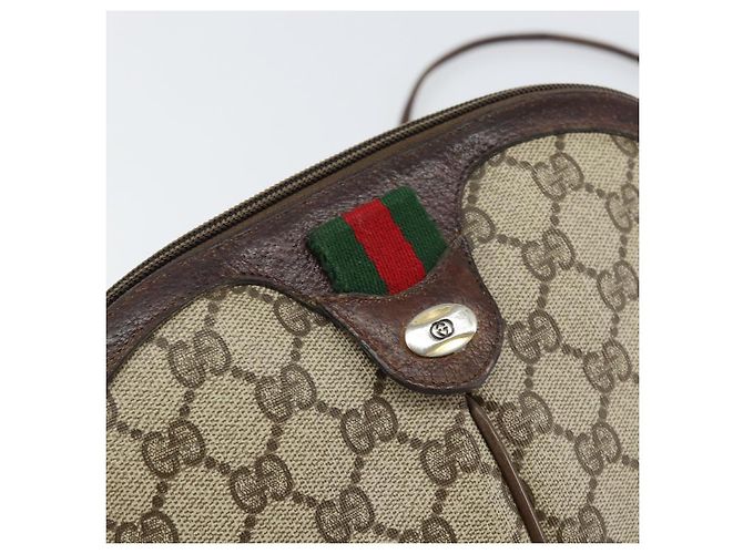Borsa a Spalla Gucci GG Supreme Web Sherry Line PVC Beige 904 02 047 Auth 155227 D'oro - vista 14