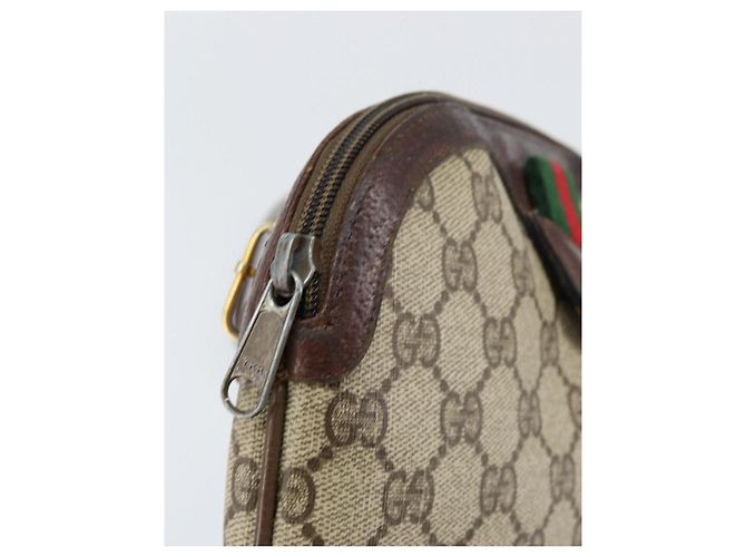Borsa a Spalla Gucci GG Supreme Web Sherry Line PVC Beige 904 02 047 Auth 155227 D'oro - vista 15