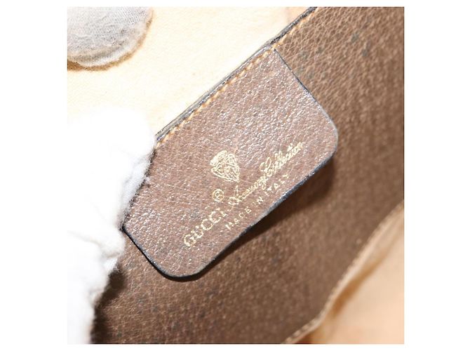 Borsa a Spalla Gucci GG Supreme Web Sherry Line PVC Beige 904 02 047 Auth 155227 D'oro - vista 16