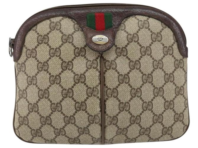 Borsa a Spalla Gucci GG Supreme Web Sherry Line PVC Beige 904 02 047 Auth 155227 D'oro - vista 2