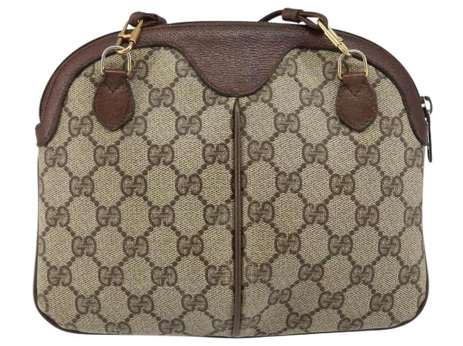 Borsa a Spalla Gucci GG Supreme Web Sherry Line PVC Beige 904 02 047 Auth 155227 D'oro - vista 3