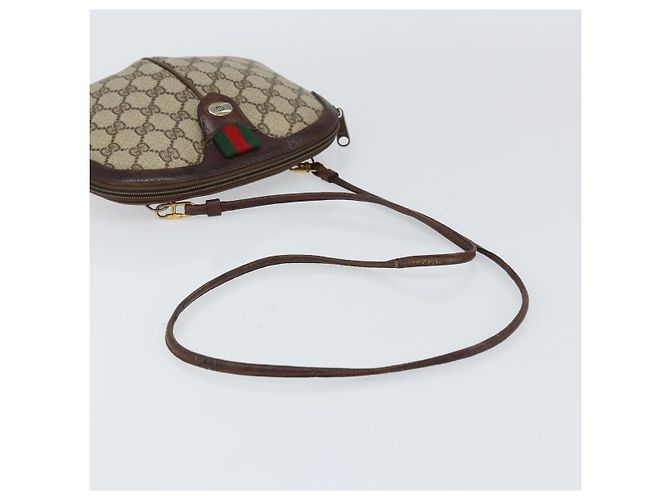 Borsa a Spalla Gucci GG Supreme Web Sherry Line PVC Beige 904 02 047 Auth 155227 D'oro - vista 7