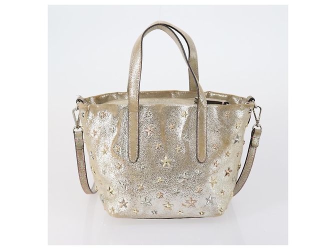 BURBERRY Bolso de Hombro Jimmy Choo Nylon Cuero 2 Conjunto Beige Marfil Auth BA8473 Crudo - vista 3