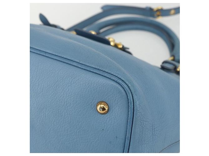 Borsa a mano Miu Miu in pelle 2 in 1 blu oro Auth BA8214 D'oro - vista 12