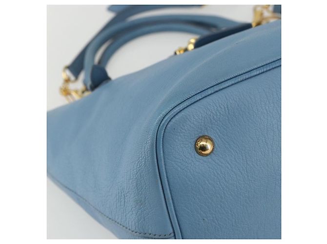 Borsa a mano Miu Miu in pelle 2 in 1 blu oro Auth BA8214 D'oro - vista 13