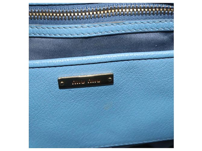 Borsa a mano Miu Miu in pelle 2 in 1 blu oro Auth BA8214 D'oro - vista 17