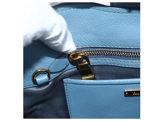 Borsa a mano Miu Miu in pelle 2 in 1 blu oro Auth BA8214 D'oro - vista 18