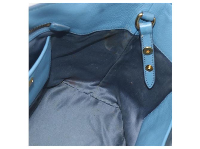 Borsa a mano Miu Miu in pelle 2 in 1 blu oro Auth BA8214 D'oro - vista 20