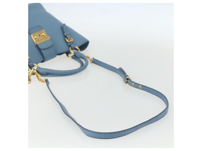 Borsa a mano Miu Miu in pelle 2 in 1 blu oro Auth BA8214 D'oro - vista 9
