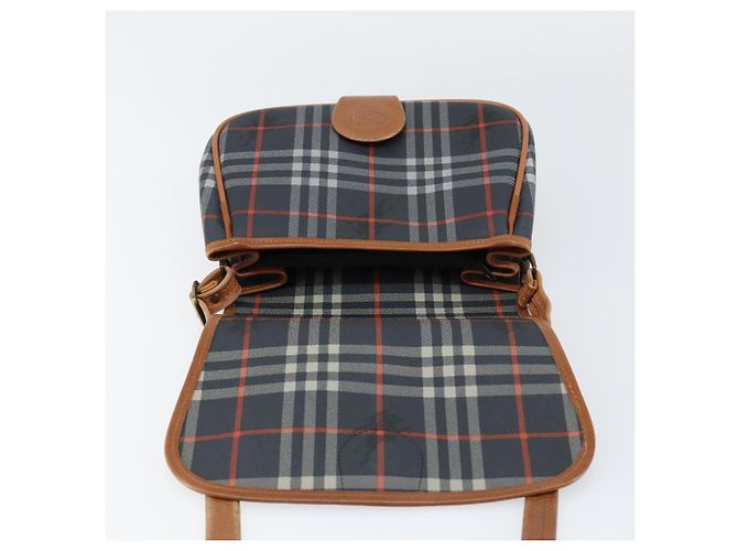 Autre Marque Bolso de Hombro Burberrys Nova Check PVC Marino Oro Auth 155468 Dorado Azul marino - vista 15