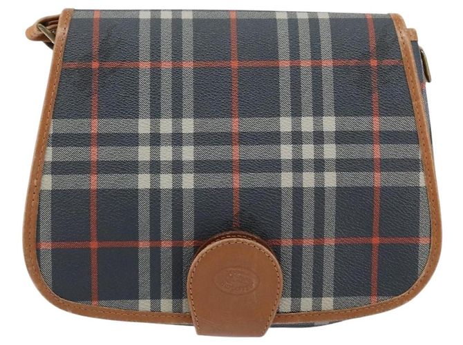 Autre Marque Bolso de Hombro Burberrys Nova Check PVC Marino Oro Auth 155468 Dorado Azul marino - vista 2