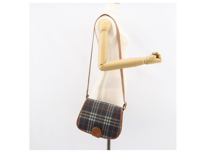 Autre Marque Bolso de Hombro Burberrys Nova Check PVC Marino Oro Auth 155468 Dorado Azul marino - vista 22