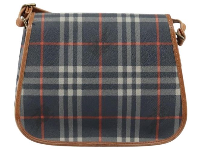 Autre Marque Bolso de Hombro Burberrys Nova Check PVC Marino Oro Auth 155468 Dorado Azul marino - vista 3