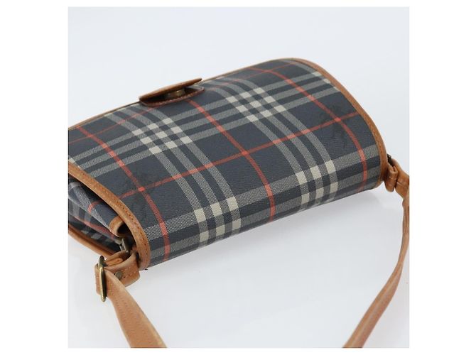 Autre Marque Bolso de Hombro Burberrys Nova Check PVC Marino Oro Auth 155468 Dorado Azul marino - vista 6