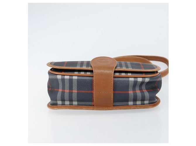 Autre Marque Bolso de Hombro Burberrys Nova Check PVC Marino Oro Auth 155468 Dorado Azul marino - vista 9