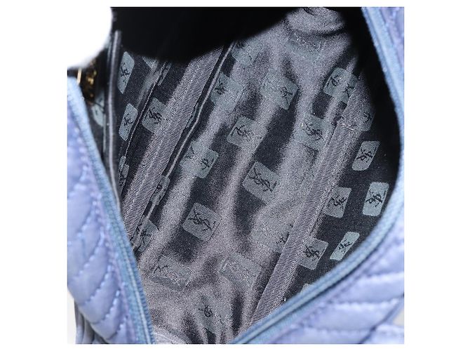 SAINT LAURENT Borsa a mano in nylon blu navy Auth ka542 - vista 16