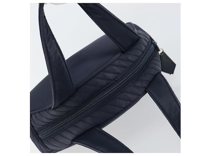 SAINT LAURENT Borsa a mano in nylon blu navy Auth ka542 - vista 6