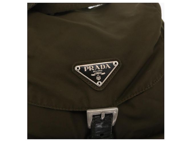 PRADA Backpack Nylon Khaki Silver Auth 154531 Silvery - view 18