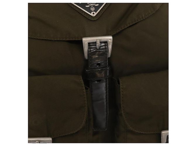 PRADA Backpack Nylon Khaki Silver Auth 154531 Silvery - view 19
