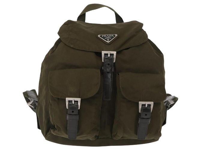 PRADA Backpack Nylon Khaki Silver Auth 154531 Silvery - view 2