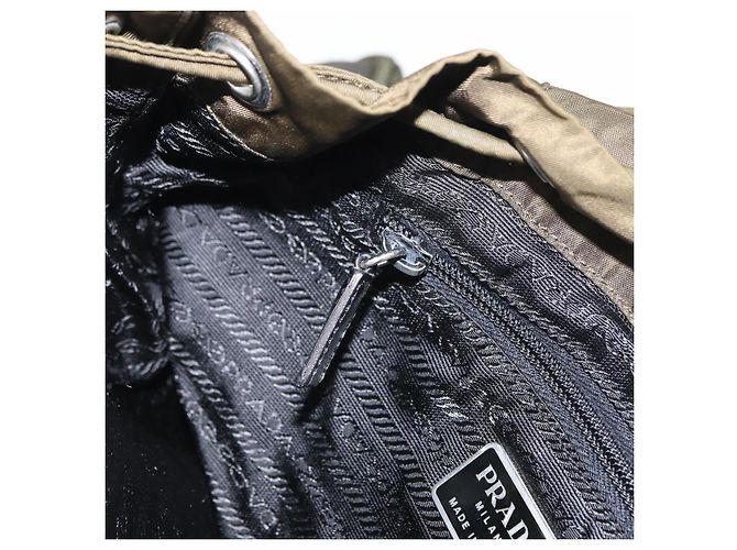 PRADA Backpack Nylon Khaki Silver Auth 154531 Silvery - view 26