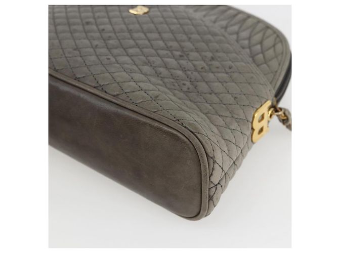 BALLY Schultertasche aus Leder Grau Gold Auth 151768 Braun Golden - Ansicht 10