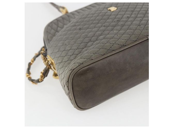 BALLY Schultertasche aus Leder Grau Gold Auth 151768 Braun Golden - Ansicht 11