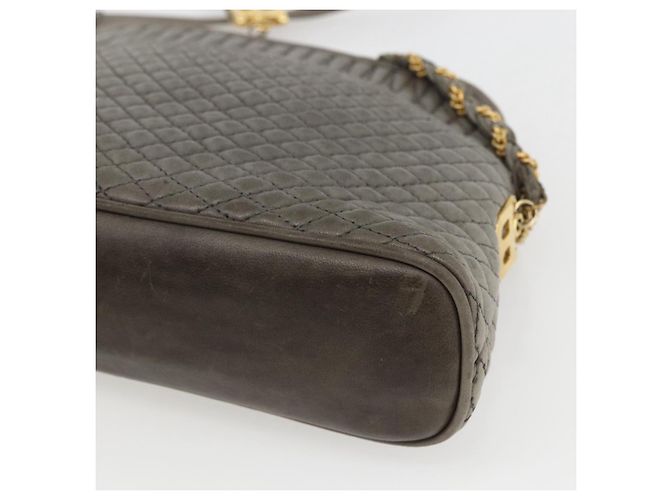 BALLY Schultertasche aus Leder Grau Gold Auth 151768 Braun Golden - Ansicht 12