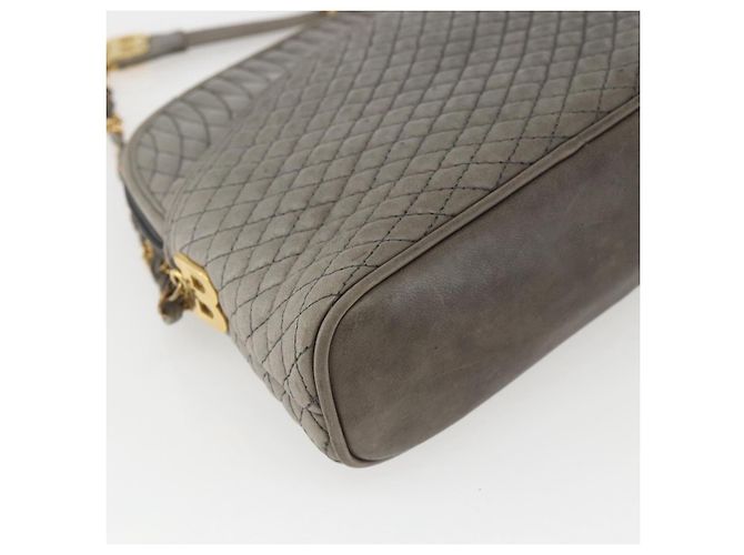 BALLY Schultertasche aus Leder Grau Gold Auth 151768 Braun Golden - Ansicht 13