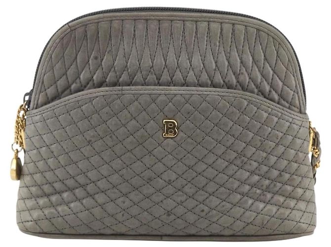 BALLY Schultertasche aus Leder Grau Gold Auth 151768 Braun Golden - Ansicht 2