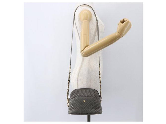 BALLY Schultertasche aus Leder Grau Gold Auth 151768 Braun Golden - Ansicht 23