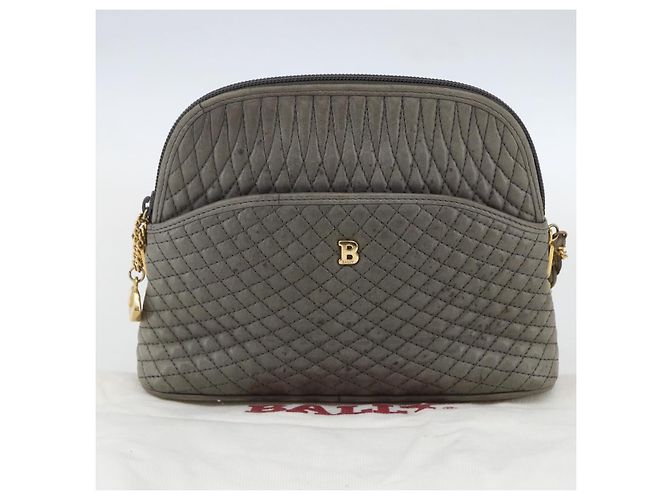 BALLY Schultertasche aus Leder Grau Gold Auth 151768 Braun Golden - Ansicht 24