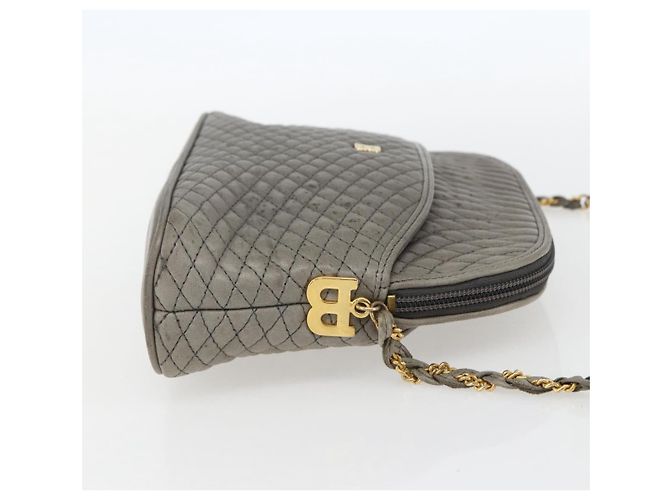BALLY Schultertasche aus Leder Grau Gold Auth 151768 Braun Golden - Ansicht 5