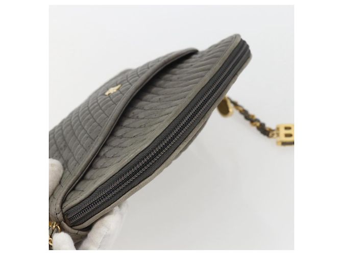 BALLY Schultertasche aus Leder Grau Gold Auth 151768 Braun Golden - Ansicht 6