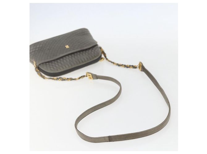 BALLY Schultertasche aus Leder Grau Gold Auth 151768 Braun Golden - Ansicht 7