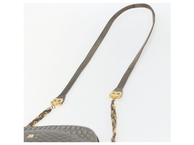 BALLY Schultertasche aus Leder Grau Gold Auth 151768 Braun Golden - Ansicht 8