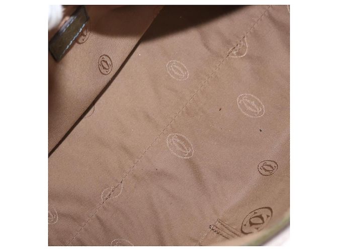 CARTIER Borsa a Mano Pelle Verniciata Khaki Argento Auth 151787 - vista 17