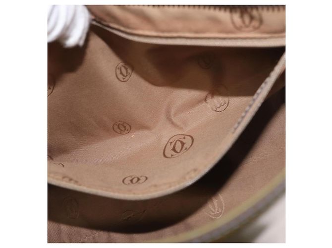 CARTIER Borsa a Mano Pelle Verniciata Khaki Argento Auth 151787 - vista 21